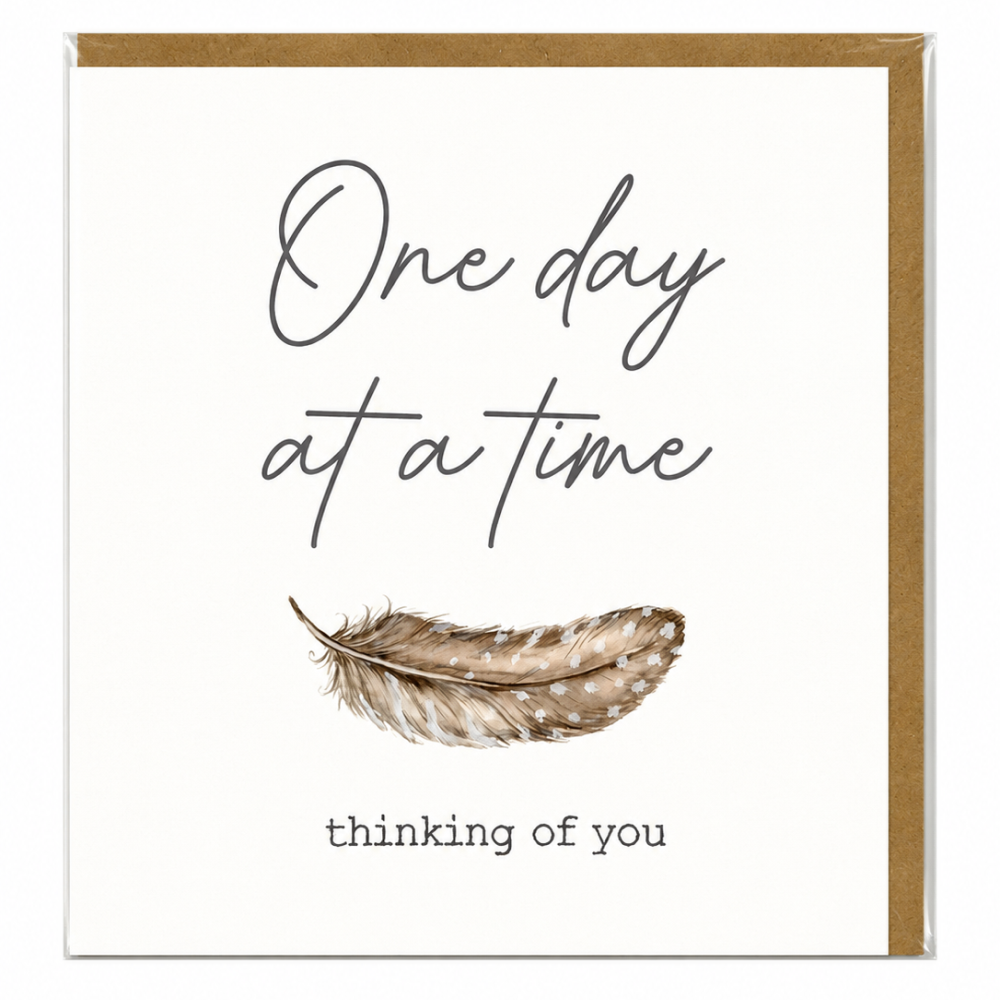 Grey Feather Sympathy Card