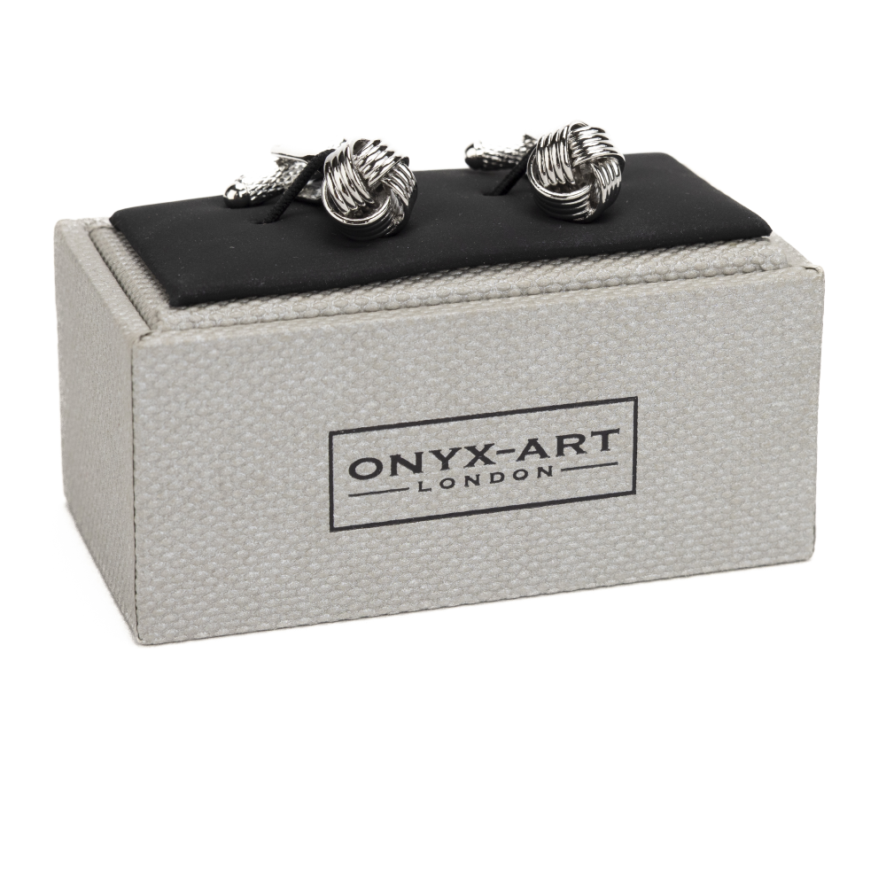 Rhodium Knot Cufflinks