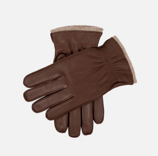 Dent's Men’s Deerskin Leather Gloves with Cashmere Cuffs