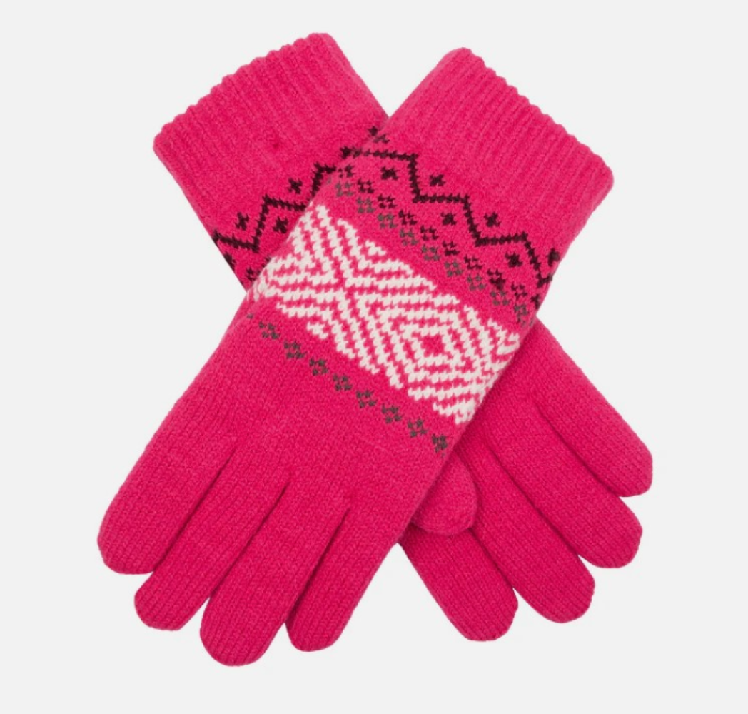 Dent's Ladie's Jacquard Knitted Glove Red