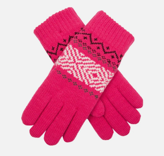 Dent's Ladie's Jacquard Knitted Glove Red