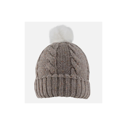 Dent's Women's Cable Knit Bobble Hat with Marl Yarn