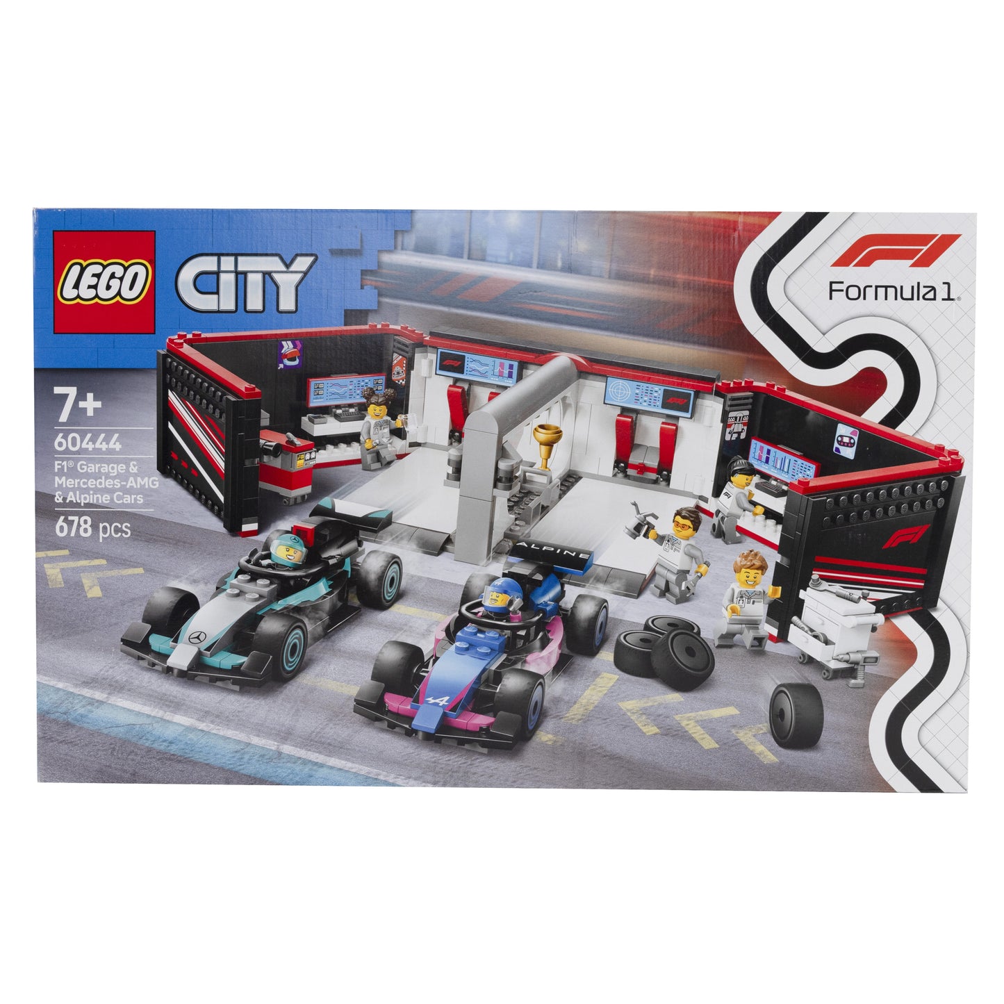 Lego City F1 Garage and Mercedes AMG and Alpine Car