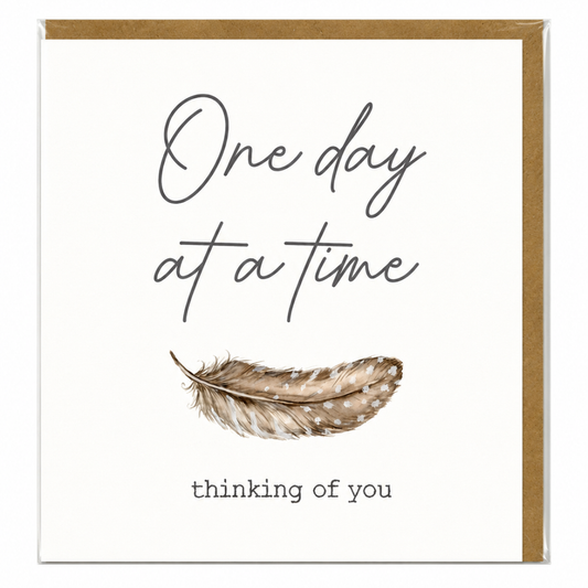 Grey Feather Sympathy Card