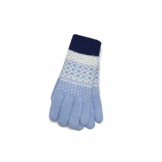 Dent's Ladies Knitted Glove Pale Blue/Navy
